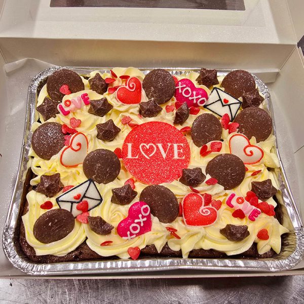 Valentines iced brownie slab